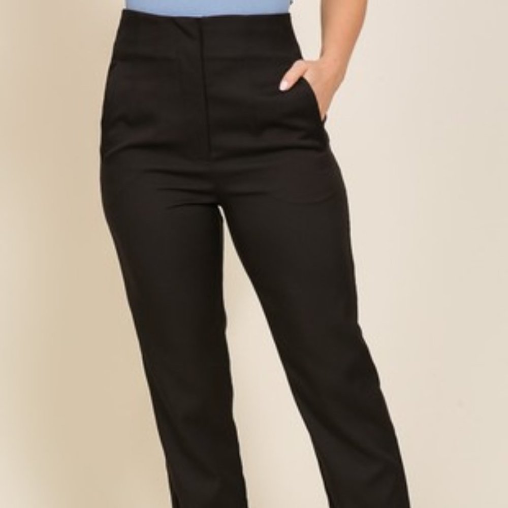 Timing Black Straight Fit Ankle Cut  Dress Pants